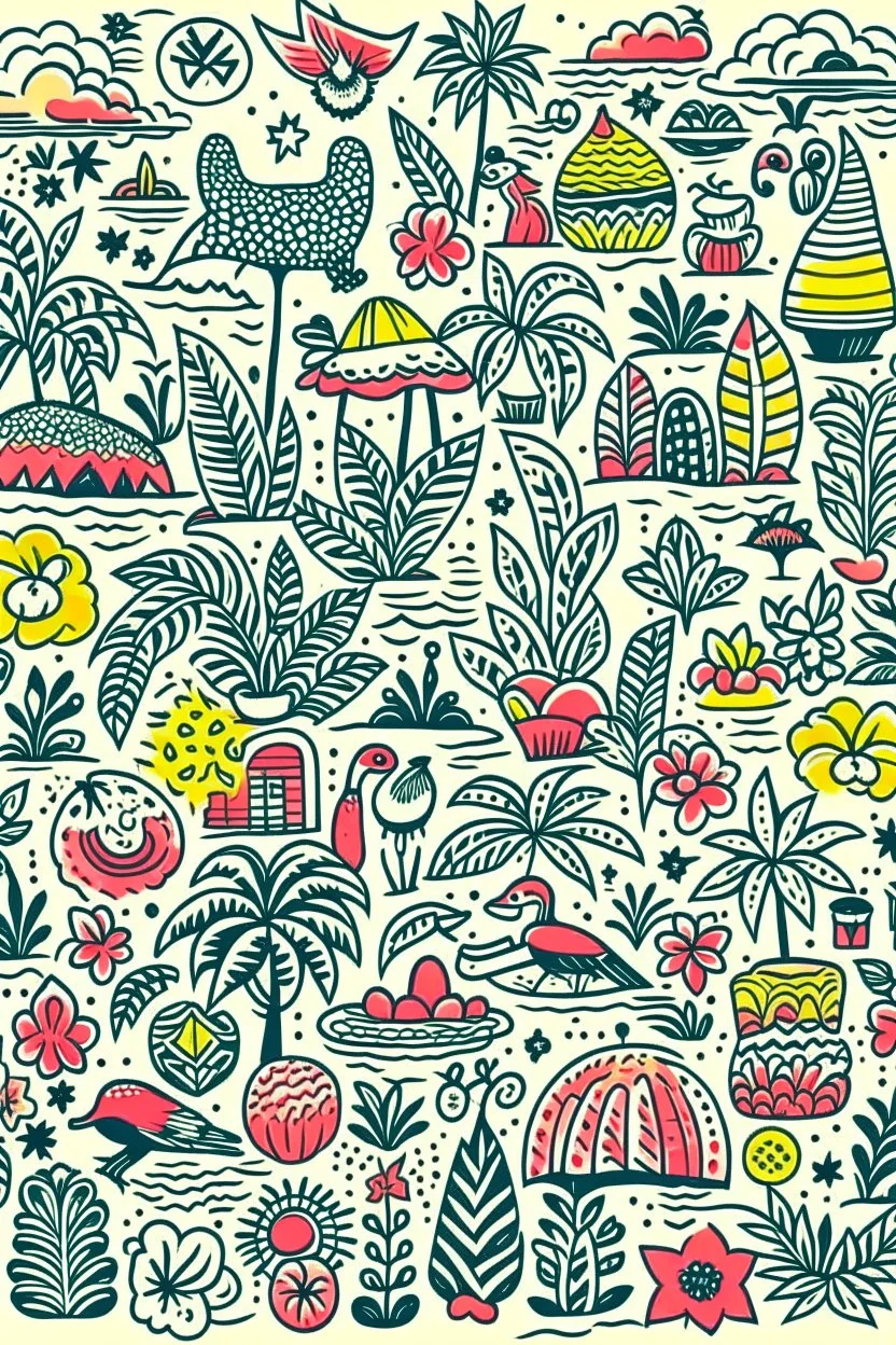 RETRO TROPICAL DOODLES