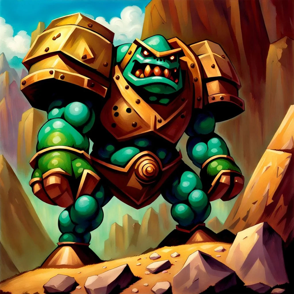 90's TCG art rock golem