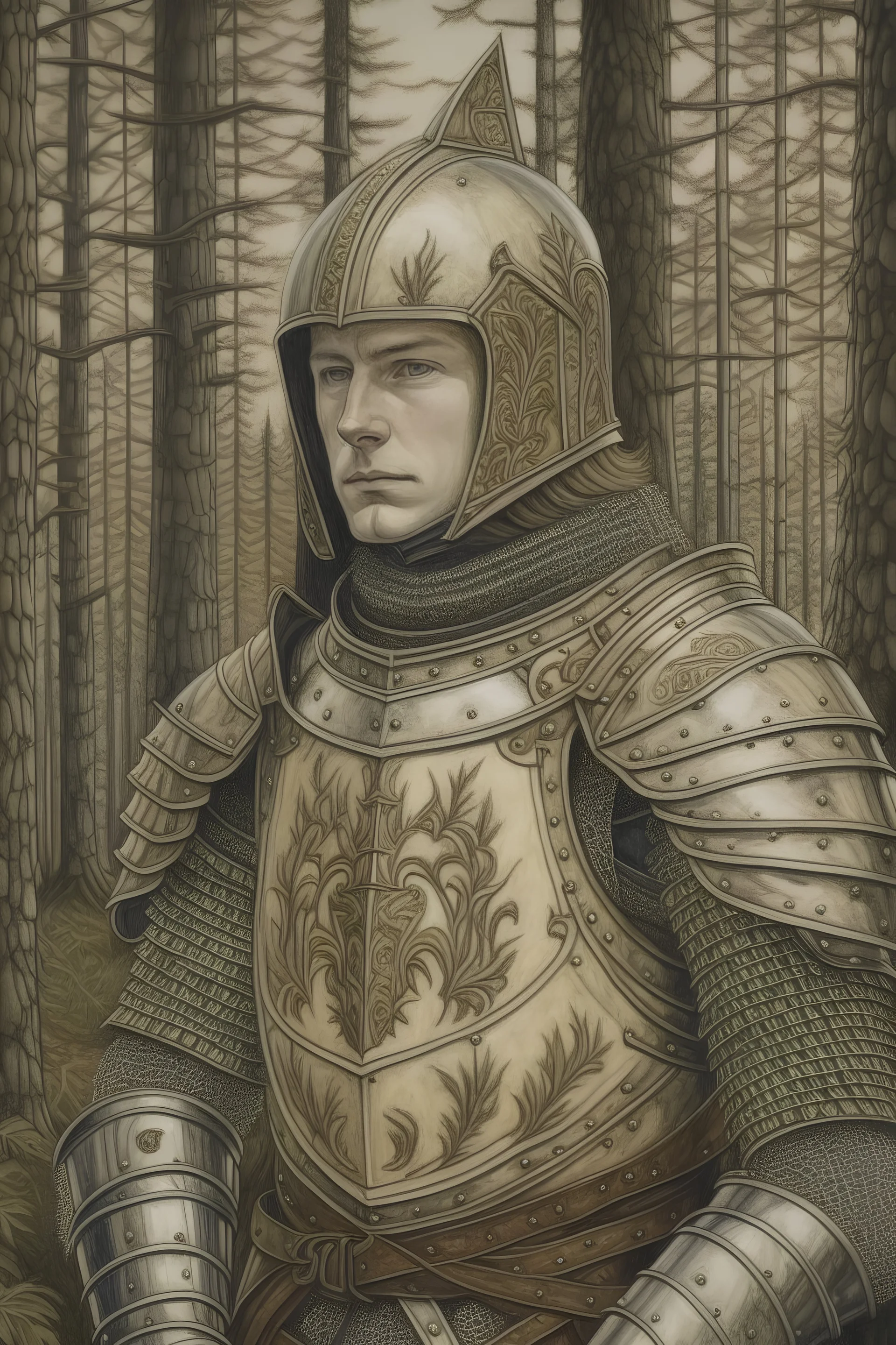 portrait of knight in birch armor