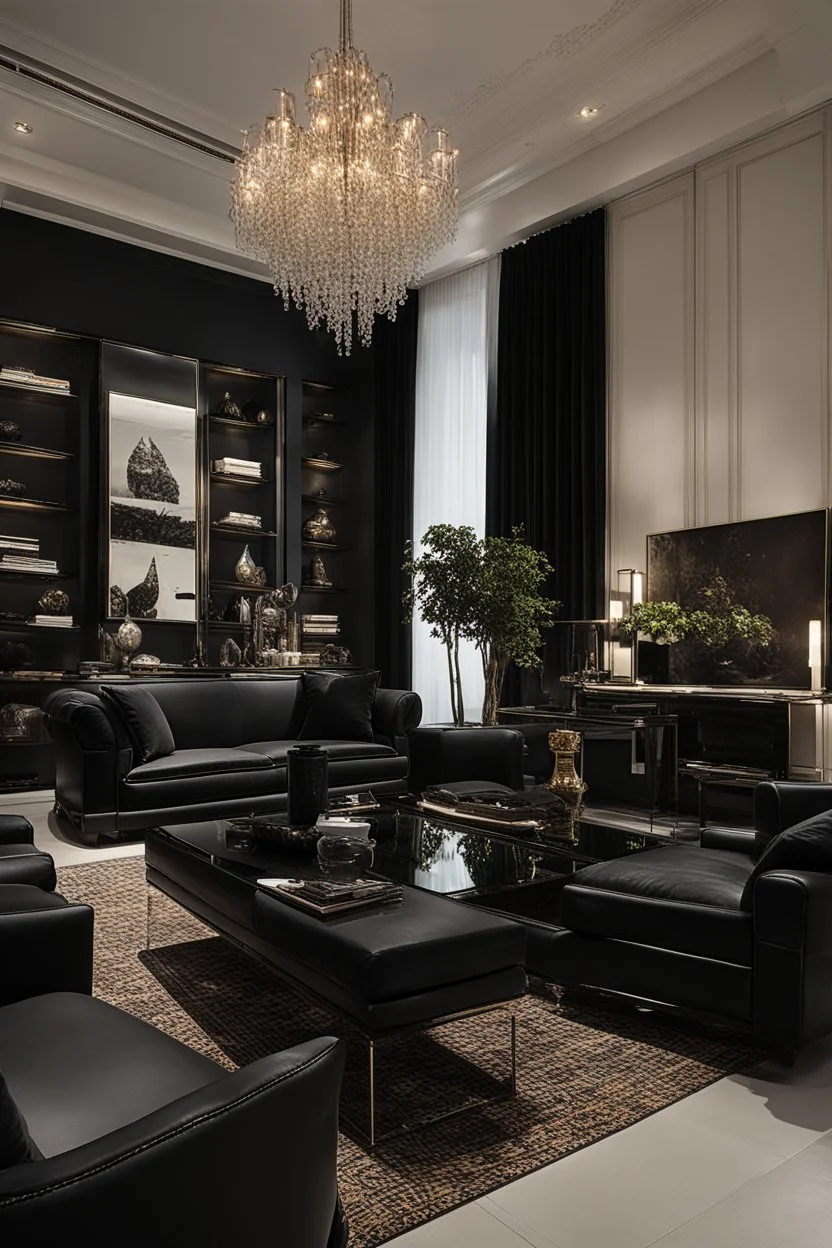 A luxurious company with black furniture and black décor