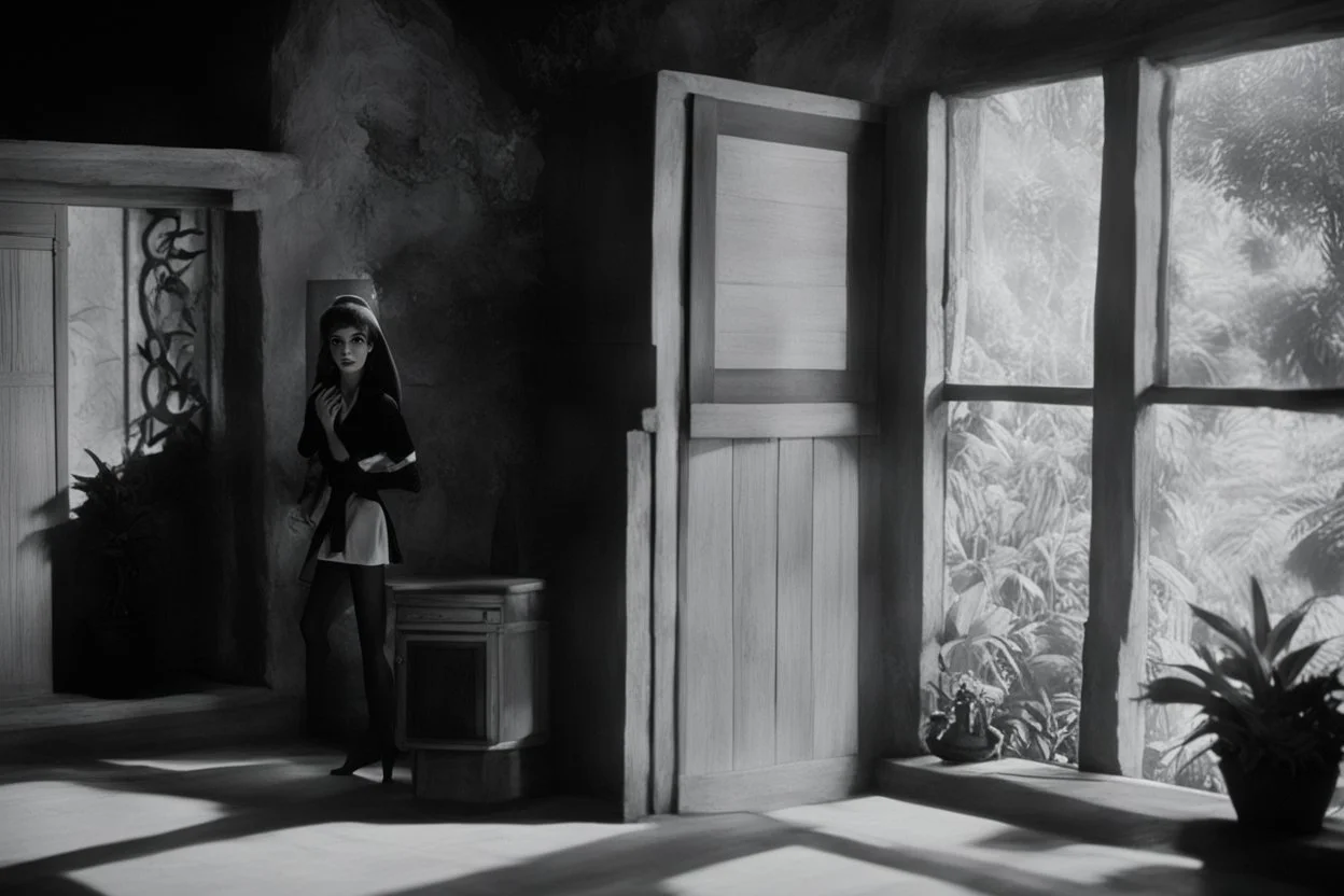 [1960’s stop-motion animation style in small house near Bethlehem] a 70s advertisement video TV featuring In the corner, a figure emerges from the shadows. It's Maria Magdalena in agent provocateur, her eyes gleaming with a mixture of allure and danger. She moves towards you with a grace that captivates your every sense, drawing you in like a moth to a flame as a claymation character toy from a claymation horror movie in burning rainbow land, from hell, creepy Videos, eyeballs and trees everywh