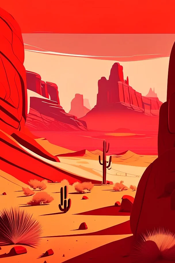 a simple red blooded desert valley cel shading