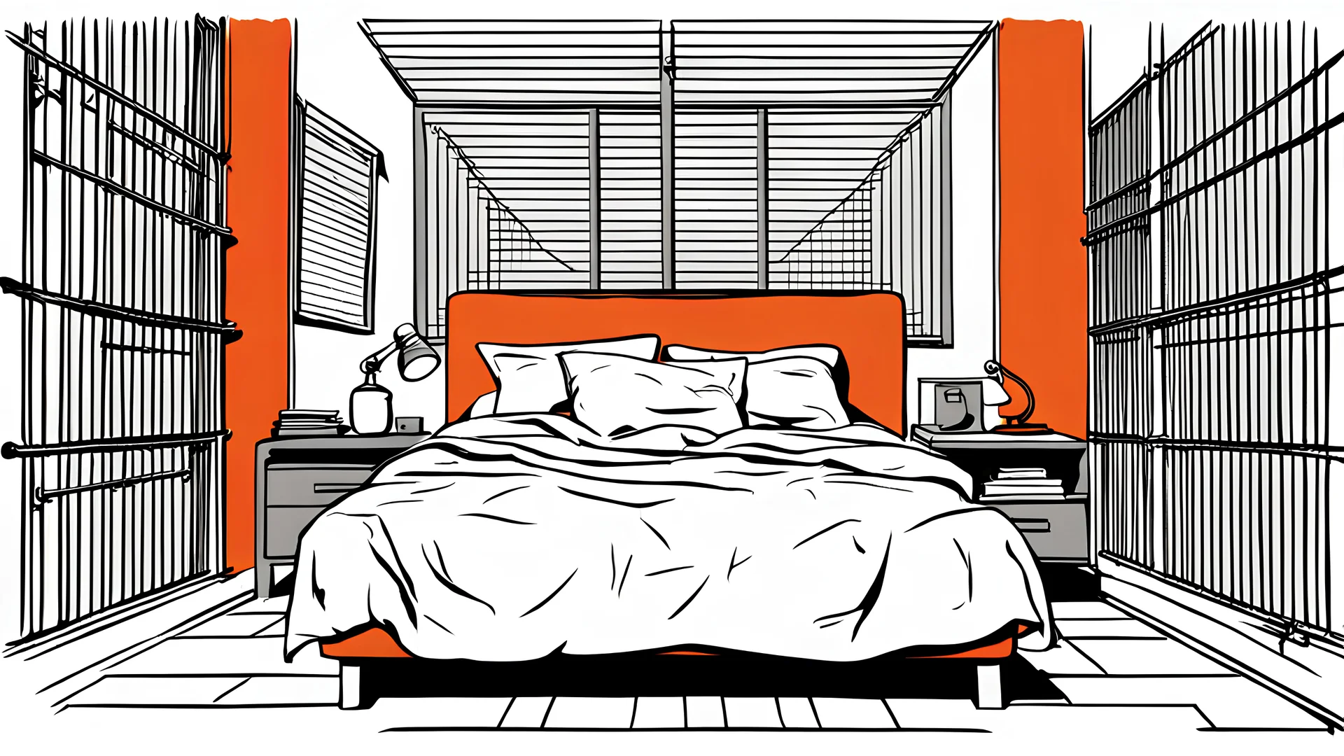 vector, a bed, in a prison cell