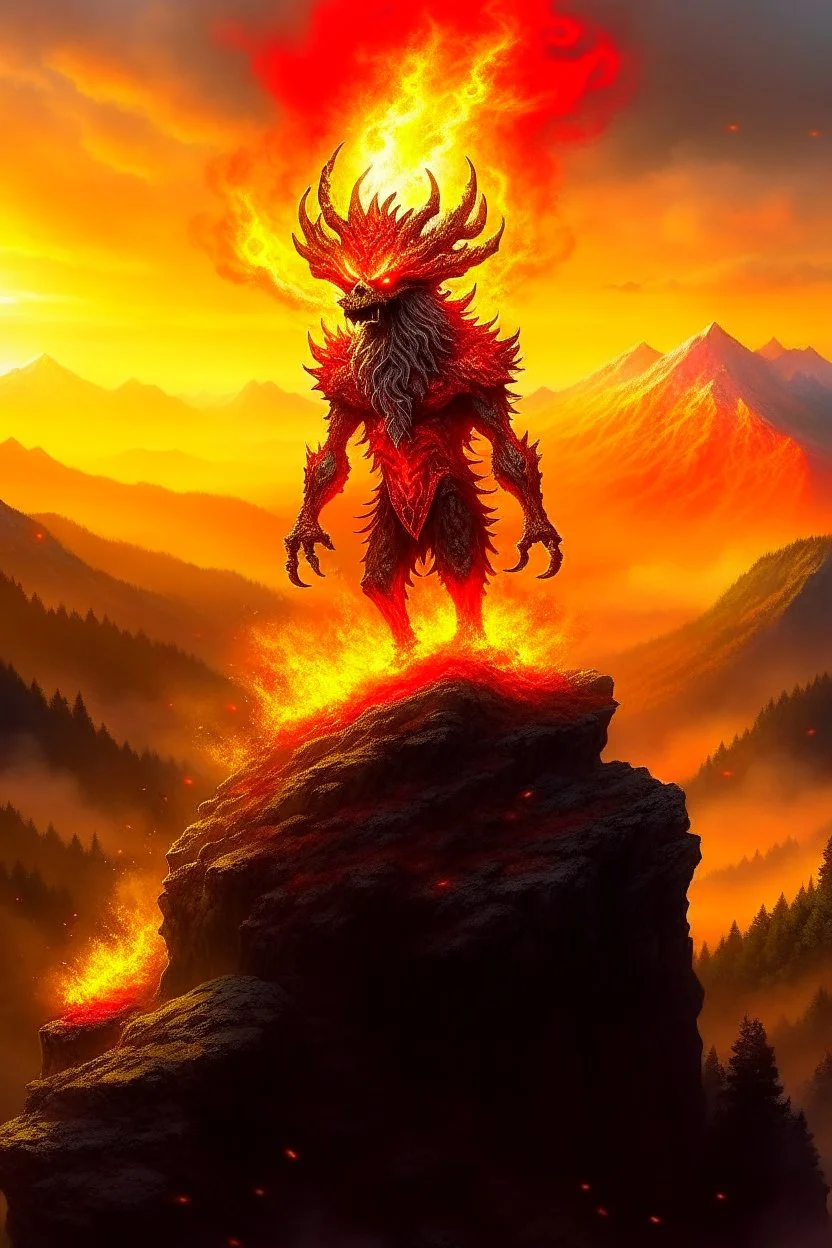 a fire spirit on a mountain