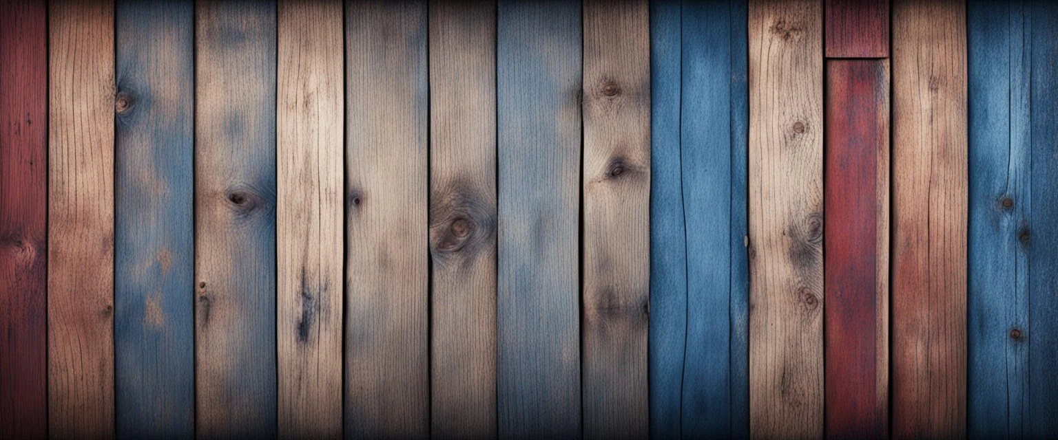 Hyper Realistic navy-blue & maroon multicolor grungy rustic wooden plank wall texture with vignette effect