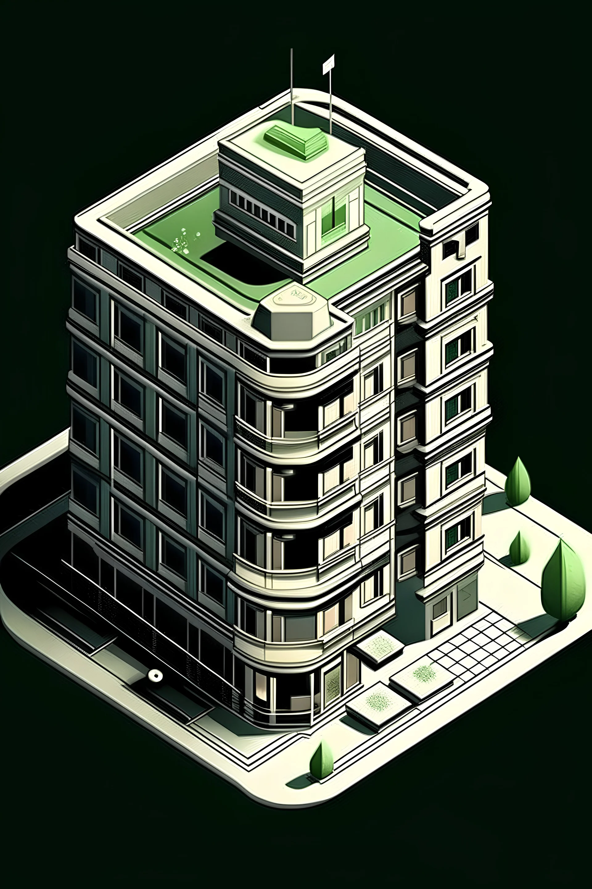 a realistic drawing of a hotel in the space. This hotel does not house people but money, banknotes.