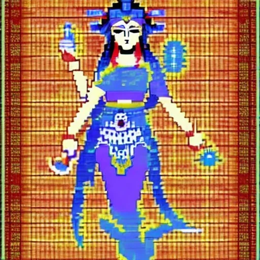 Goddess Durga in pixel art 8bit anime