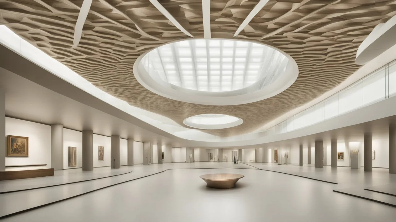 Museum ceiling, modern style, natural lighting