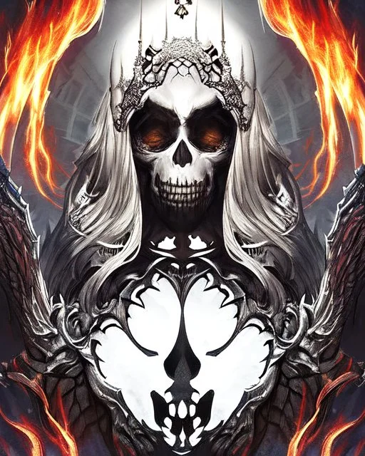 A beautiful highly detailed ornate intricate portrait of a flaming demon skull made of shiny obsidian glass :: reflective, glassy :: subtractive lighting, backlit :: by John William Waterhouse, Greg Rutkowski, HR Giger :: hyperrealistic, hyper detailed, photorealistic :: epic, incredible composition, amazing depth, meticulously composed, 16k resolution concept art :: fantasy magazine cover art