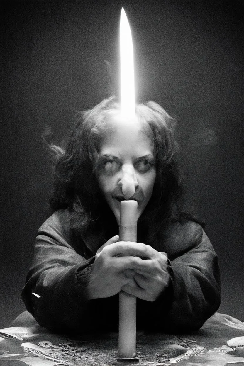 face melting light saber candle INFINATE MONEY GLITCH in the style of surrealism black and white divinci