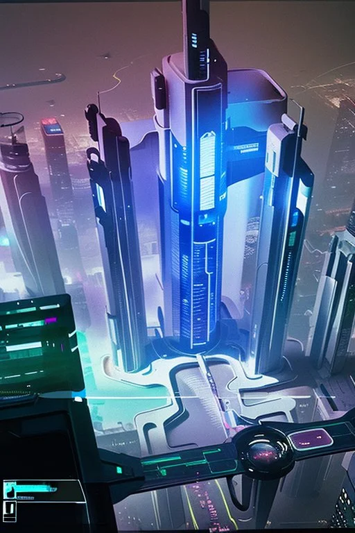 map of a futuristic cyberpunk city from above