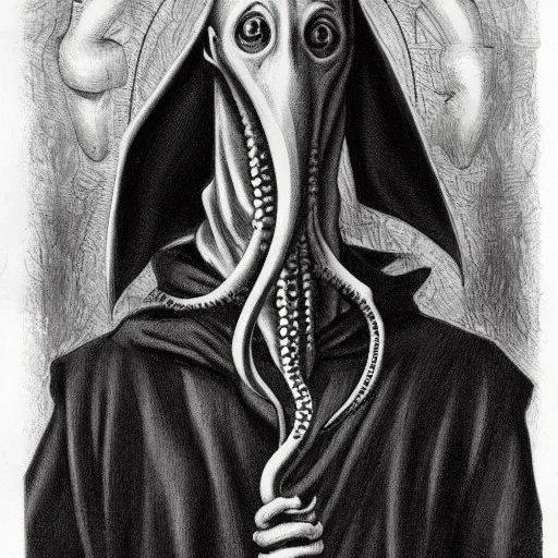 Realistic Nosferatu with tentacle beard as Russian Orthodox