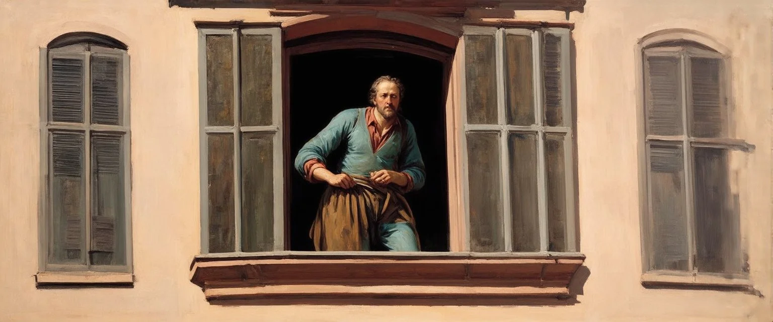 man is watching from the balcony painted by andrea del sarto