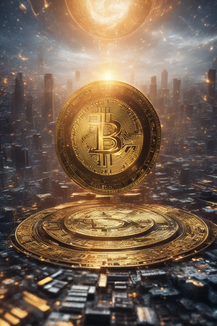 A dynamic 8k image reveals Sol cryptocurrency standing tall amidst a whirlwind of crypto trading charts and pips that seamlessly fuse into an awe-inspiring scene of victory.