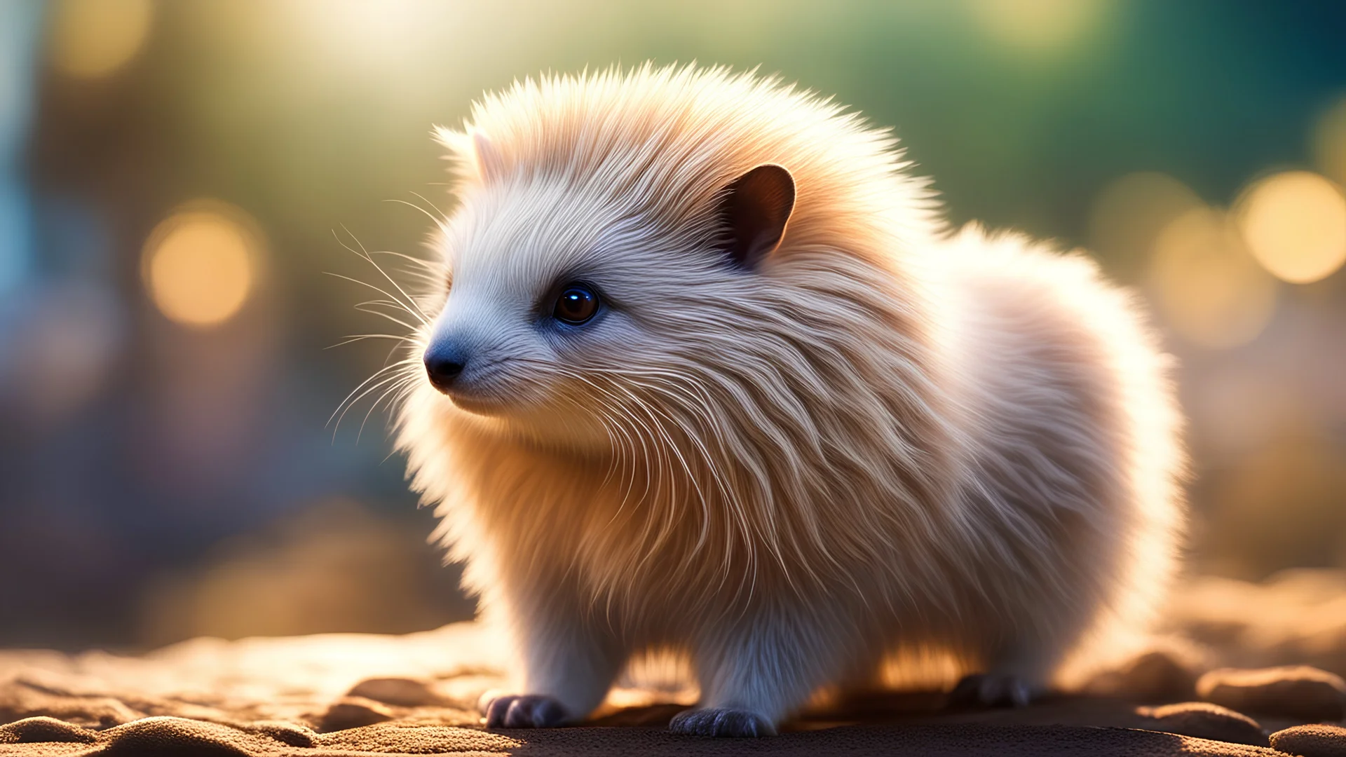 Strange, beautiful, unusual furry mammal, beautiful volumetric lighting, attractive composition, photorealistic, bokeh blur, extremely detailed, chiascuro