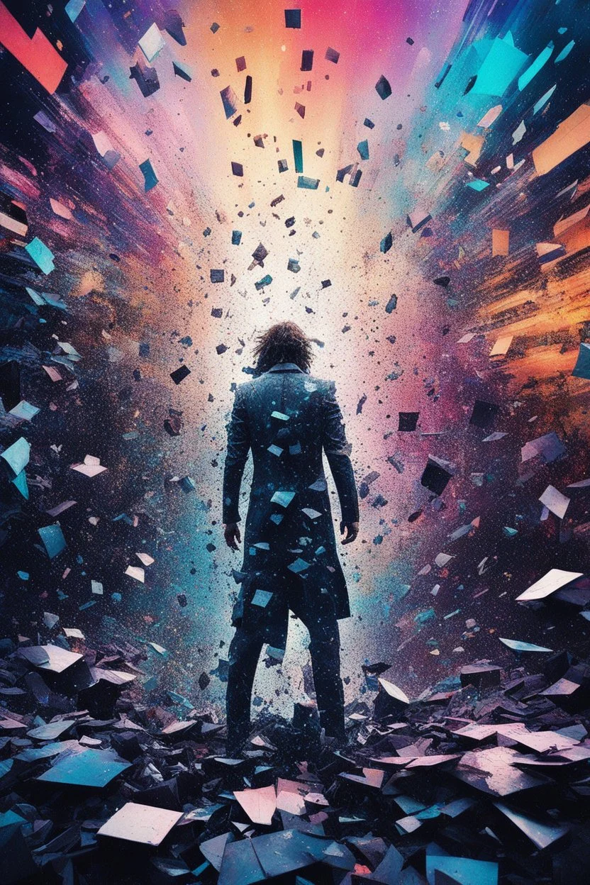 this is total chaos [Shattered high res photo by multiple contrasts psychedelic pixels , distorted colours, double exposed] good omen for angels and demons