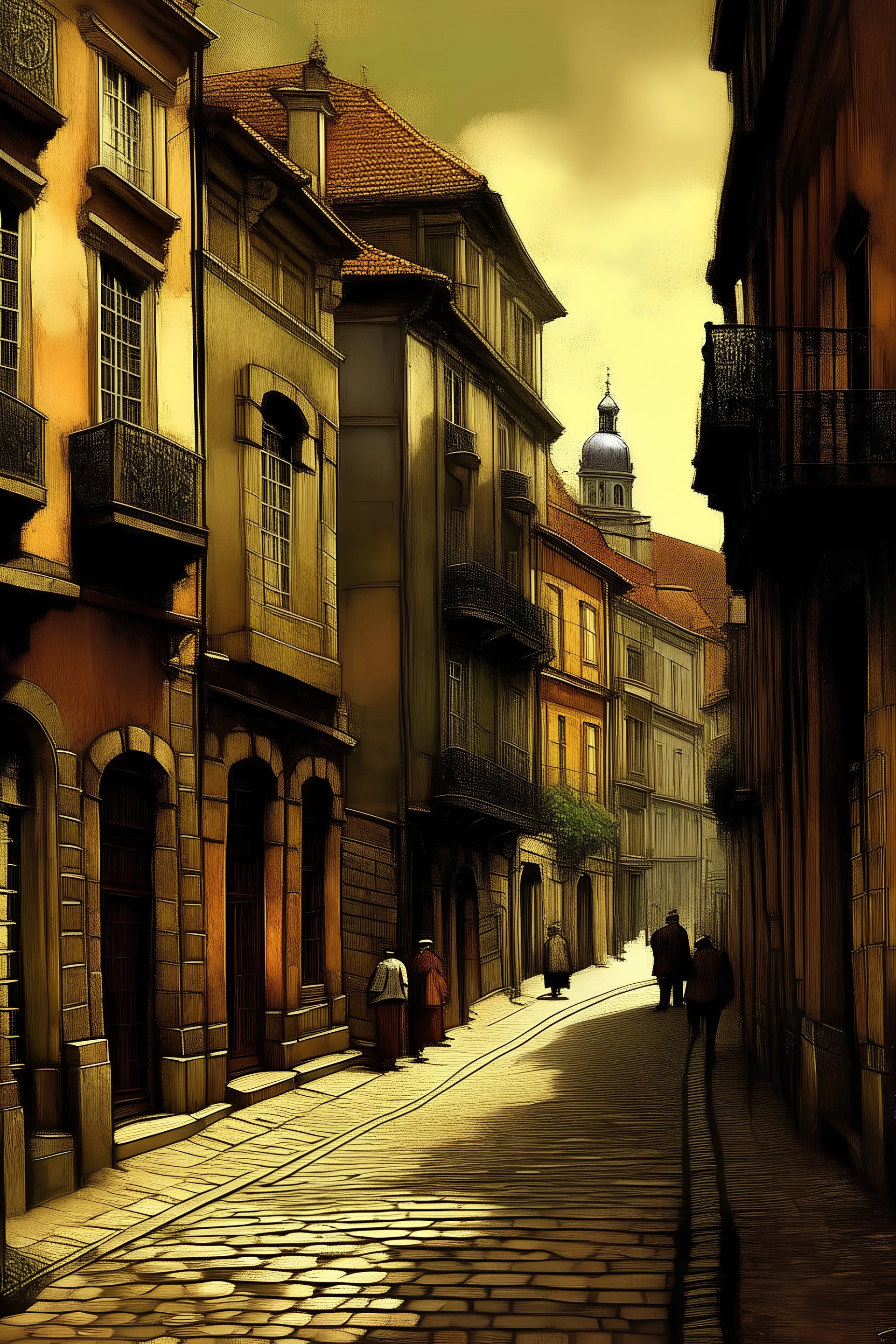 1800's street in Oporto city" Impasto.