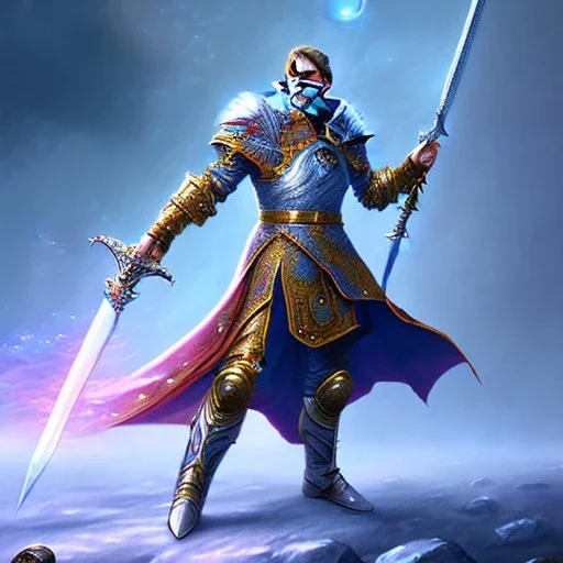 cosmic mage, elf, male, battle mage, sword, epic