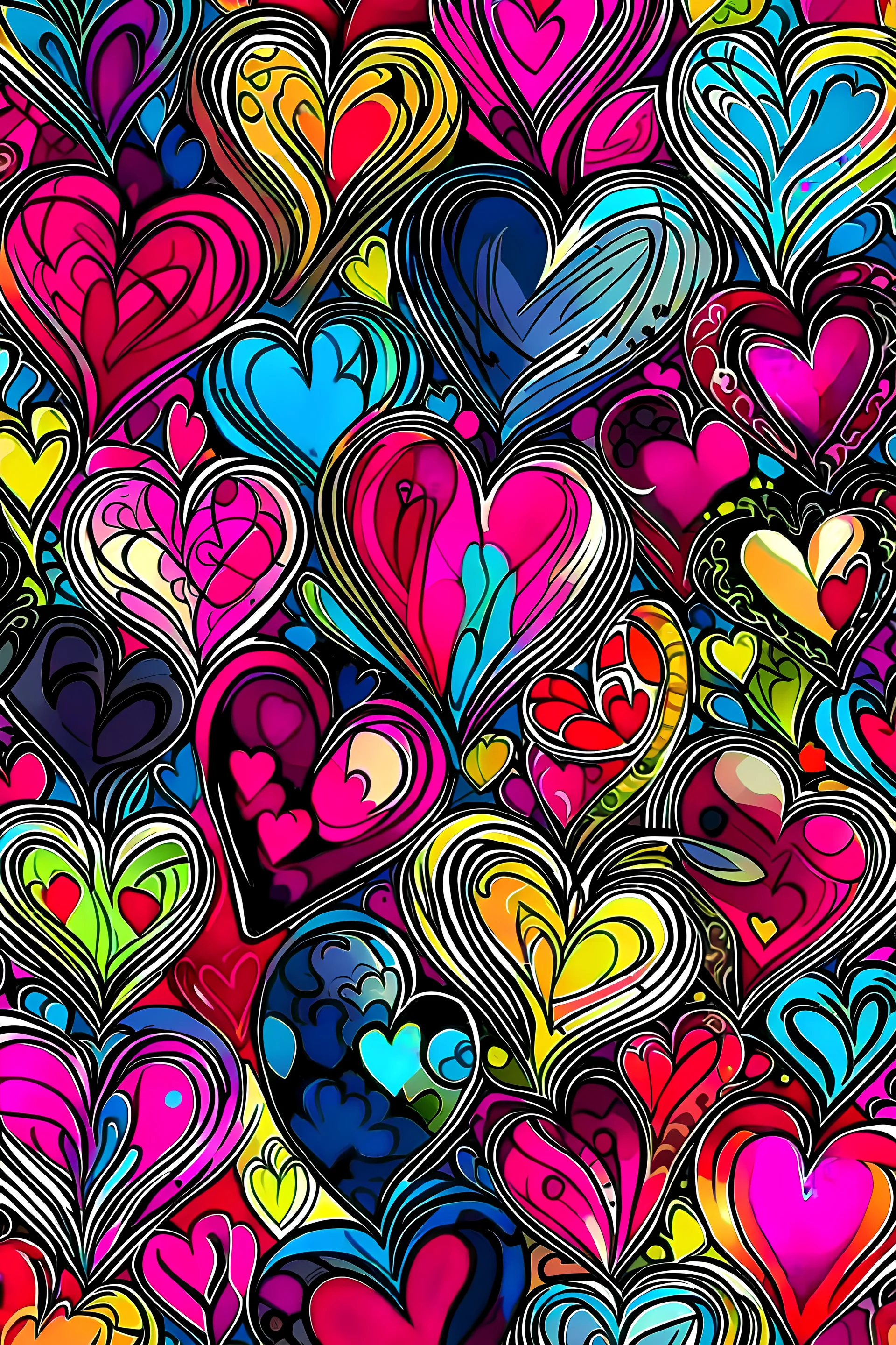 wallpaper draw colours hearts