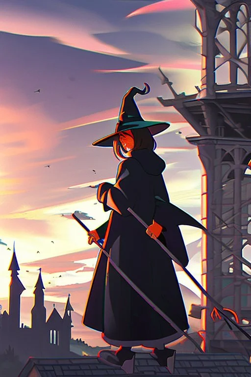 Witch of the west in howls moving castles in anime and graffiti styles