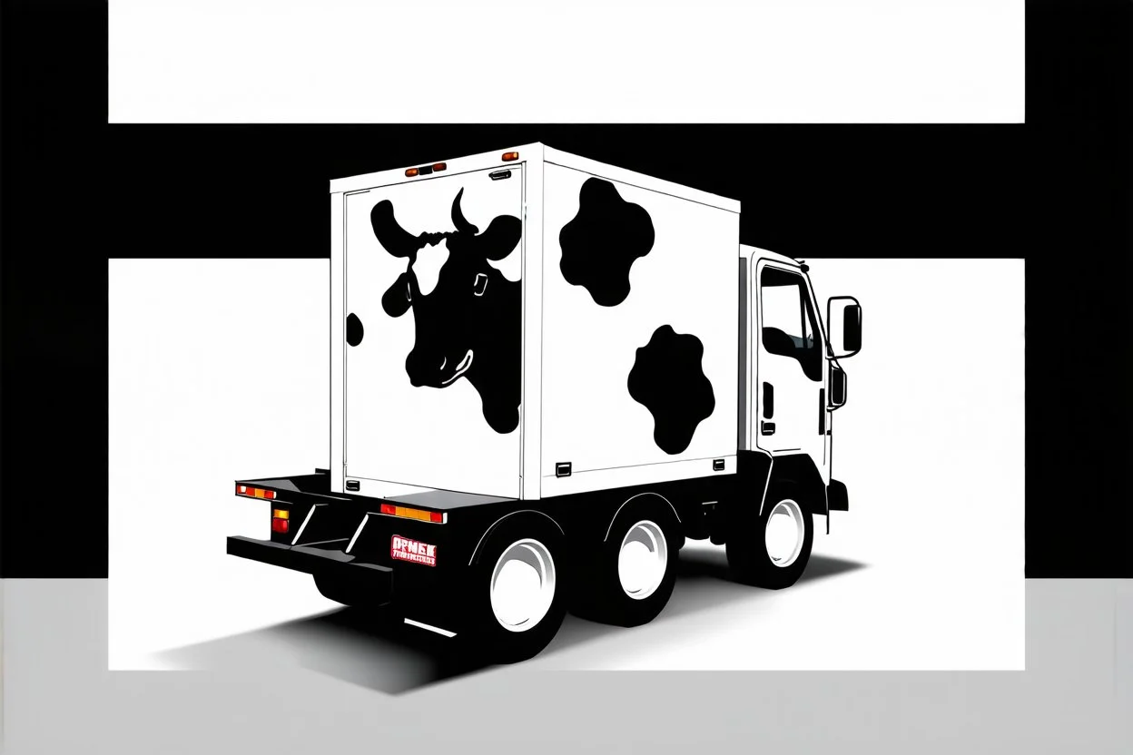 design proof for a white fueltruck with black cow spots