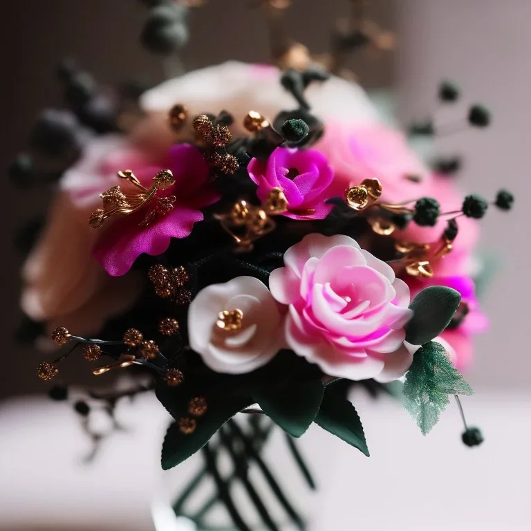 soft delicate flower arrangements with filigree in alcohol inks, soft black muted colors