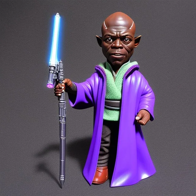 Bald Plastic Jedi macewindu purple bobblehead with boots and hands