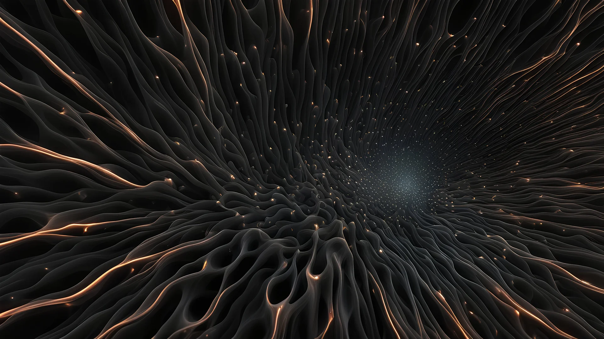 organic multicellular composition of luminous points which undulate to create striking visual effects on a black background,, photorealism, hyper detailed, 8k