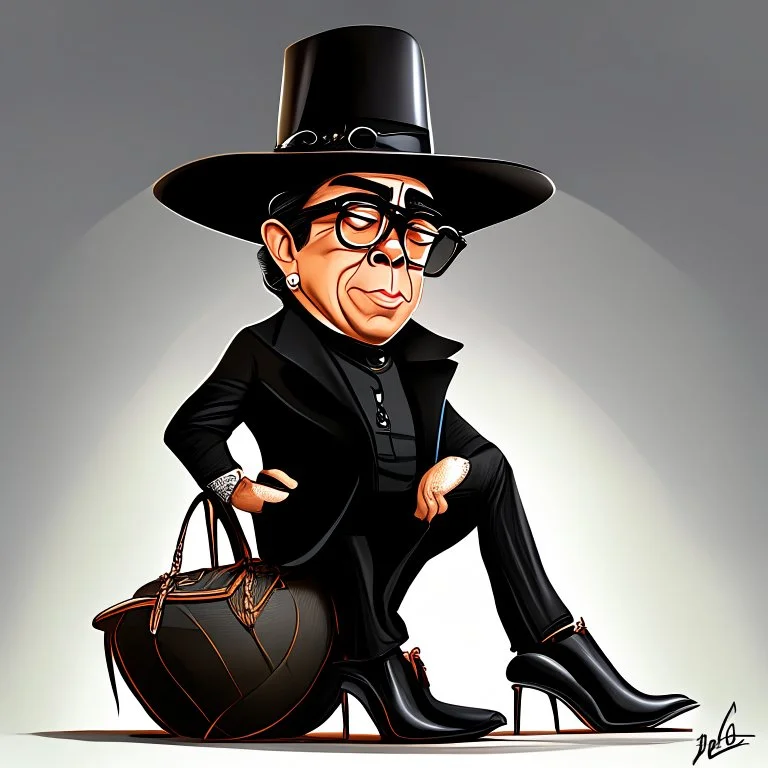 Caricatura de Gustavo Petro cuerpo completo Sombrero grande zapatos ferragamo negros arte Bauhous obra de arte detallado 4k