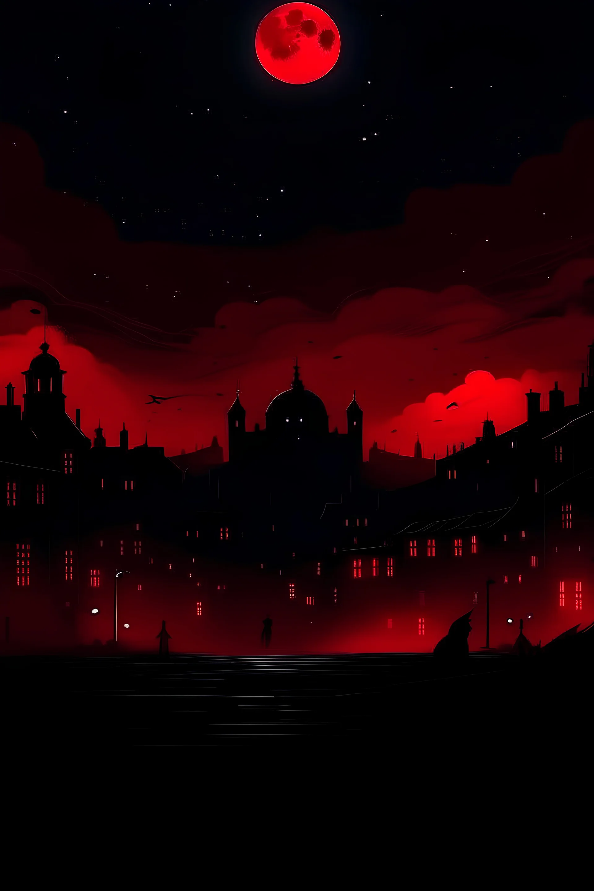 horro background night and red
