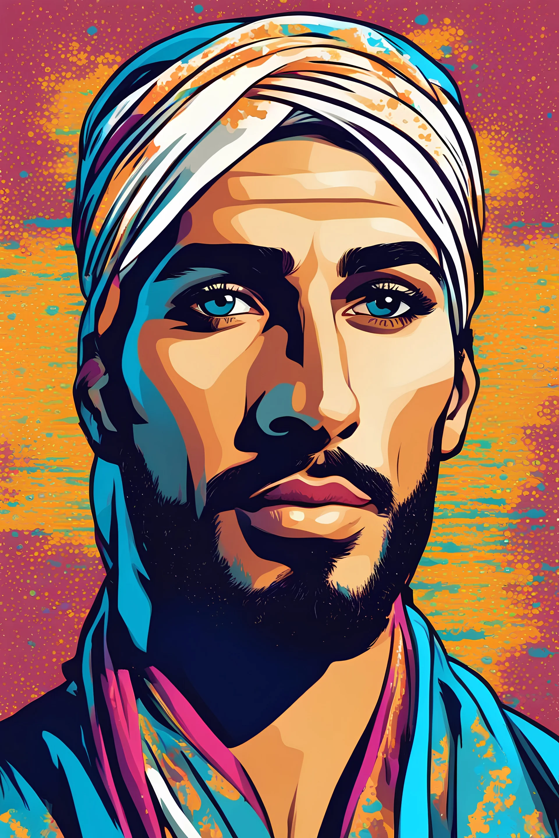 beautiful arab man pop art style vector