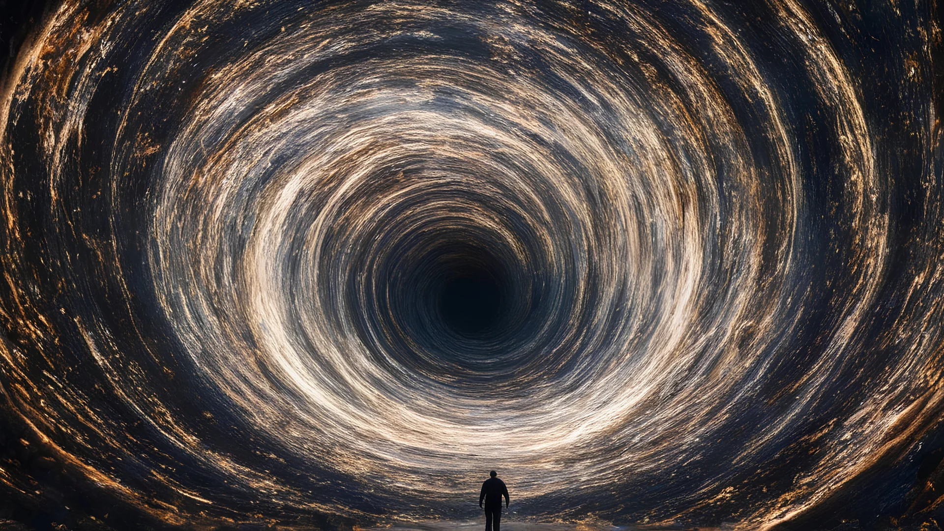 A man descends into the vortex of a thousand worlds