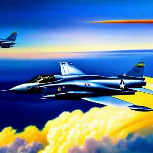 Drawing of 'F-4 Phantom jet',Flying,clouds,painting by Earl Norem, simon Bisley,frazetta,Howard,西嘛哒, evan lee, Vallejo,kelly oil on canvas, cinematic composition, extreme detail,fit full body inside picture,8k