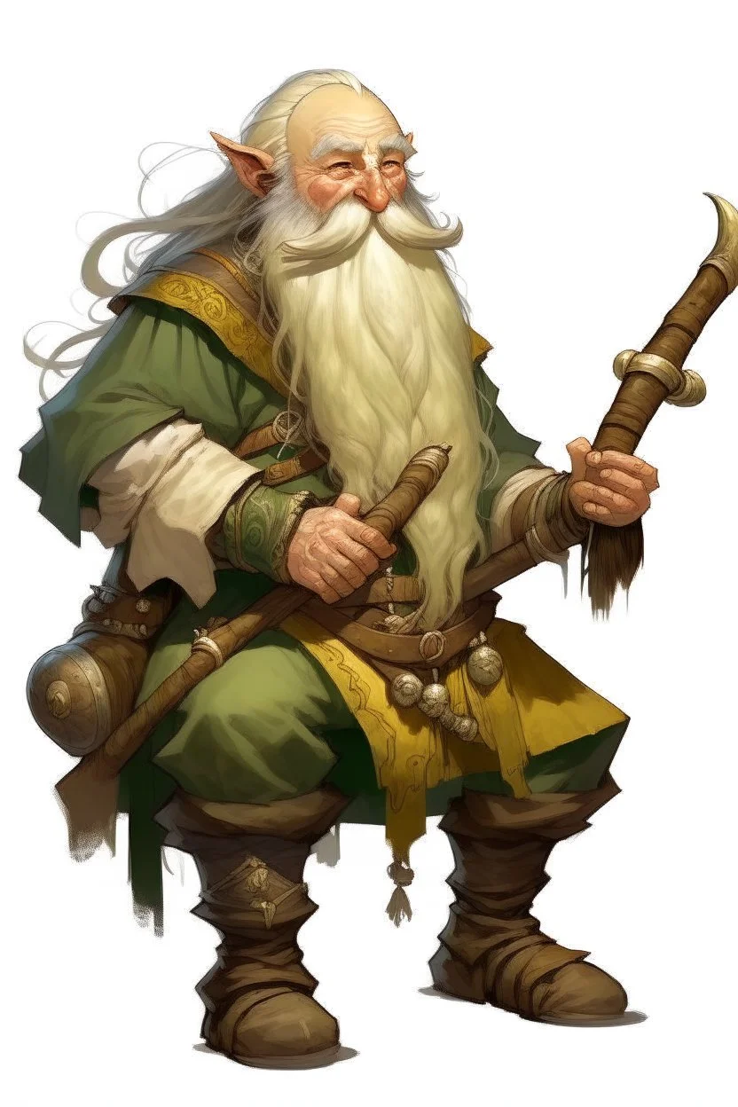 blond bard mountain dwarf with flute dnd