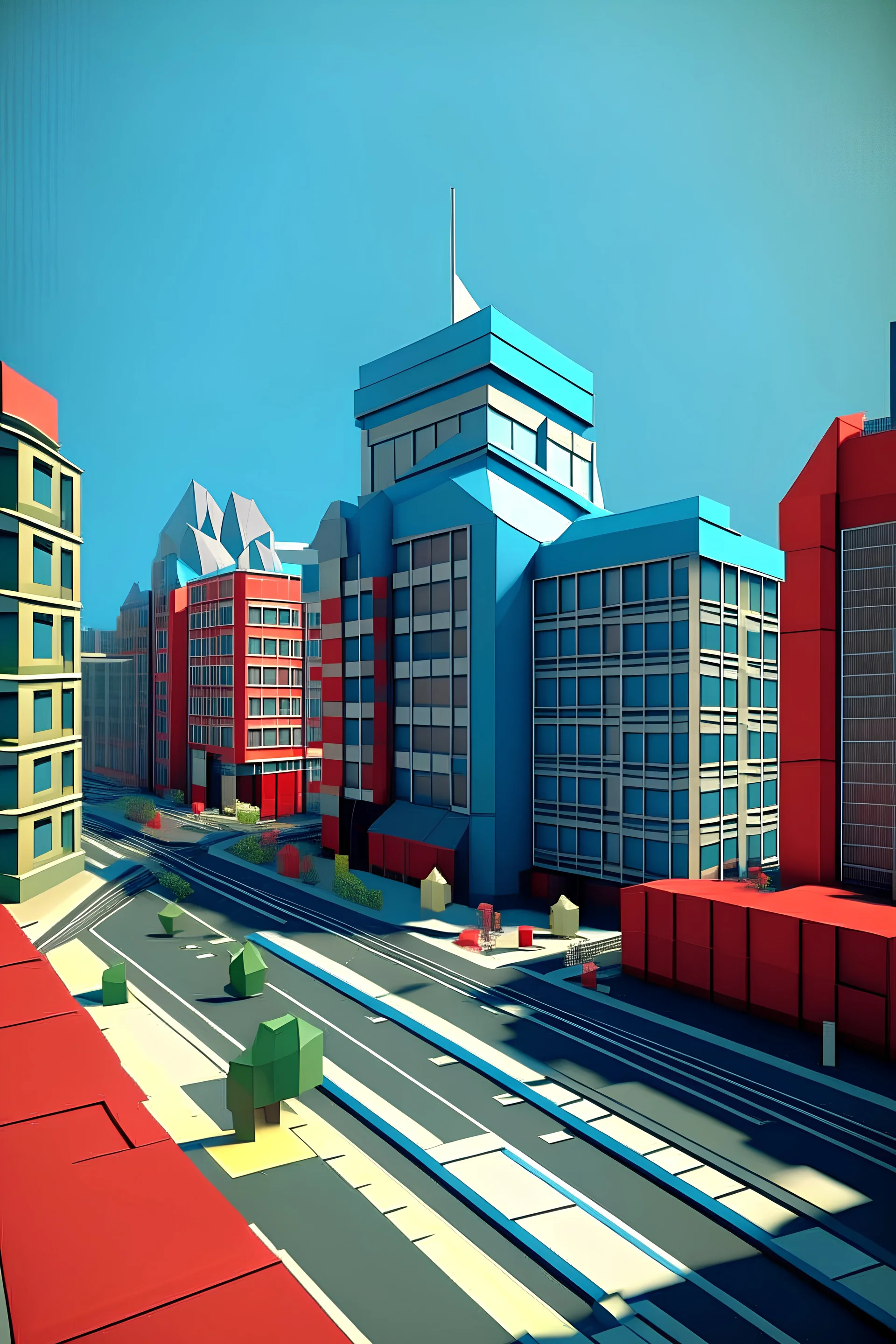 a picture of west blaak in rotterdam in a playstation 2 low poly style