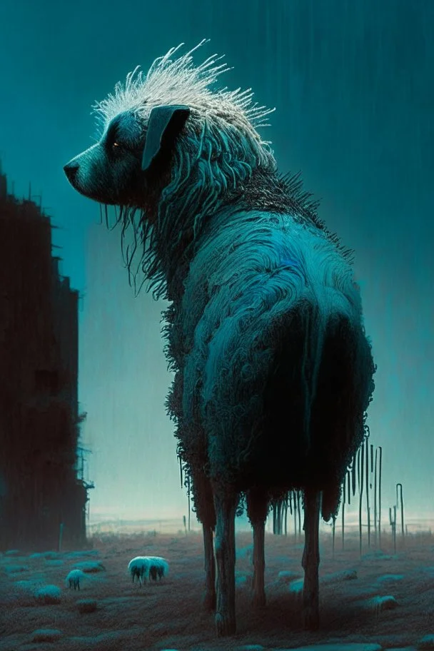 dog sheep skunk,greg rutkowski laurie greasley beksinski artstation, hyperrealist, cinema 4 d, 8 k highly detailed