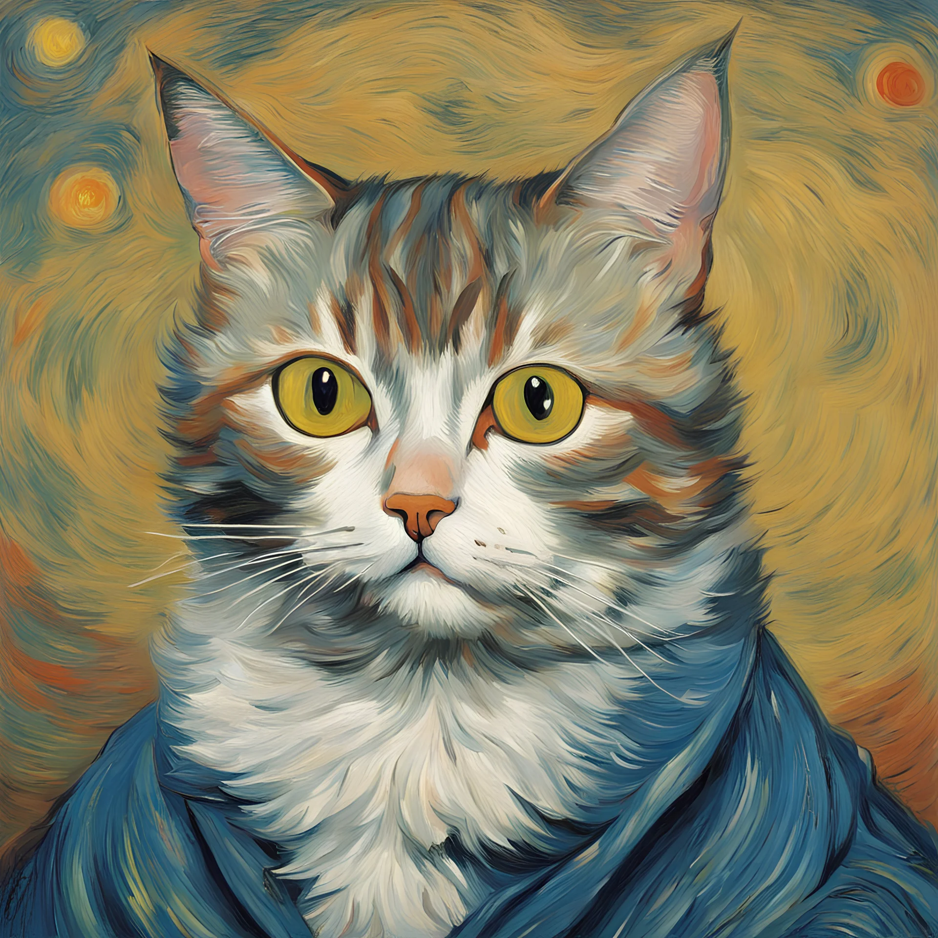 Portrait of a cat by Van Gogh