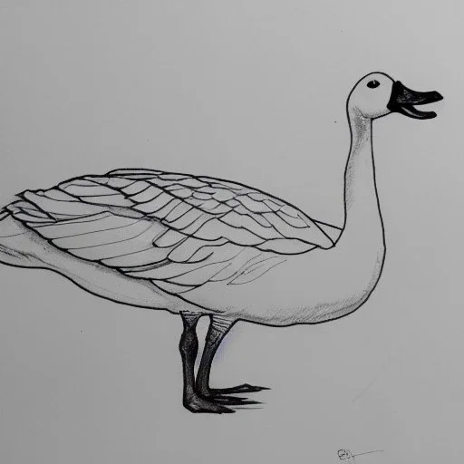 line drawing of a snow goose