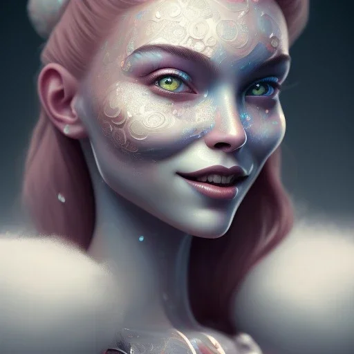 Ultra detailed very beautiful smileing clown girl,beautiful real skin, symmetrical, ultra detailed curl hair, soft lighting, ultra detailed face, concept art, digital painting, looking into camera, octane render, art by artstation