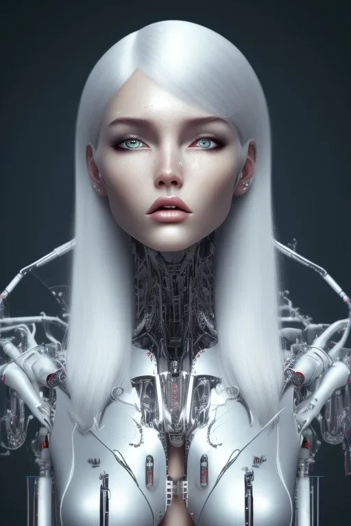 cyborg, white hair, sexy, perfect, real, dream