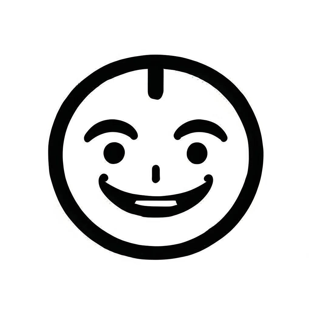 AI LOGO simple, winking face happy