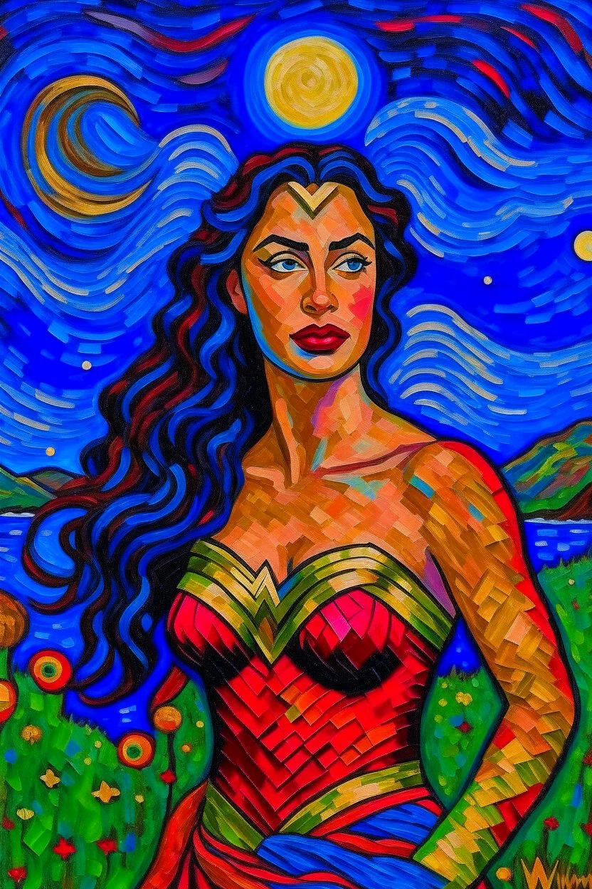 Wonder Woman as painted by Van Gogh
