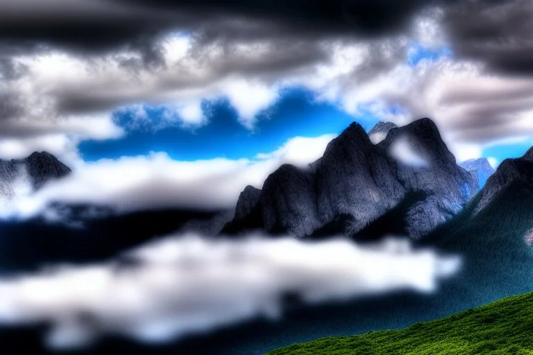 clouds and epic mountains, photography, ultra hd, 4k, hyperrealism