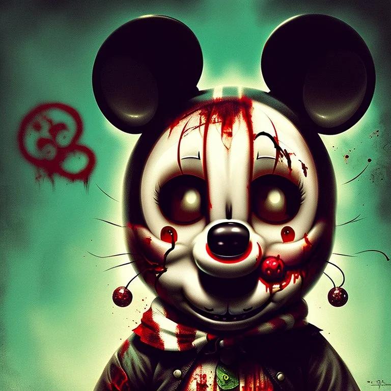 zombie mickey mouse, photorealism, horror, evil, hungry, rotted, high resolution