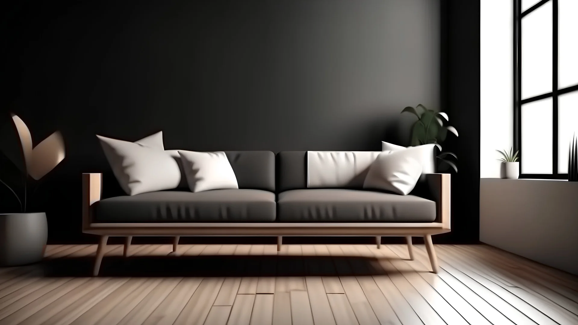 modern living room with sofa. scandinavian interior design furniture. 3d illustration