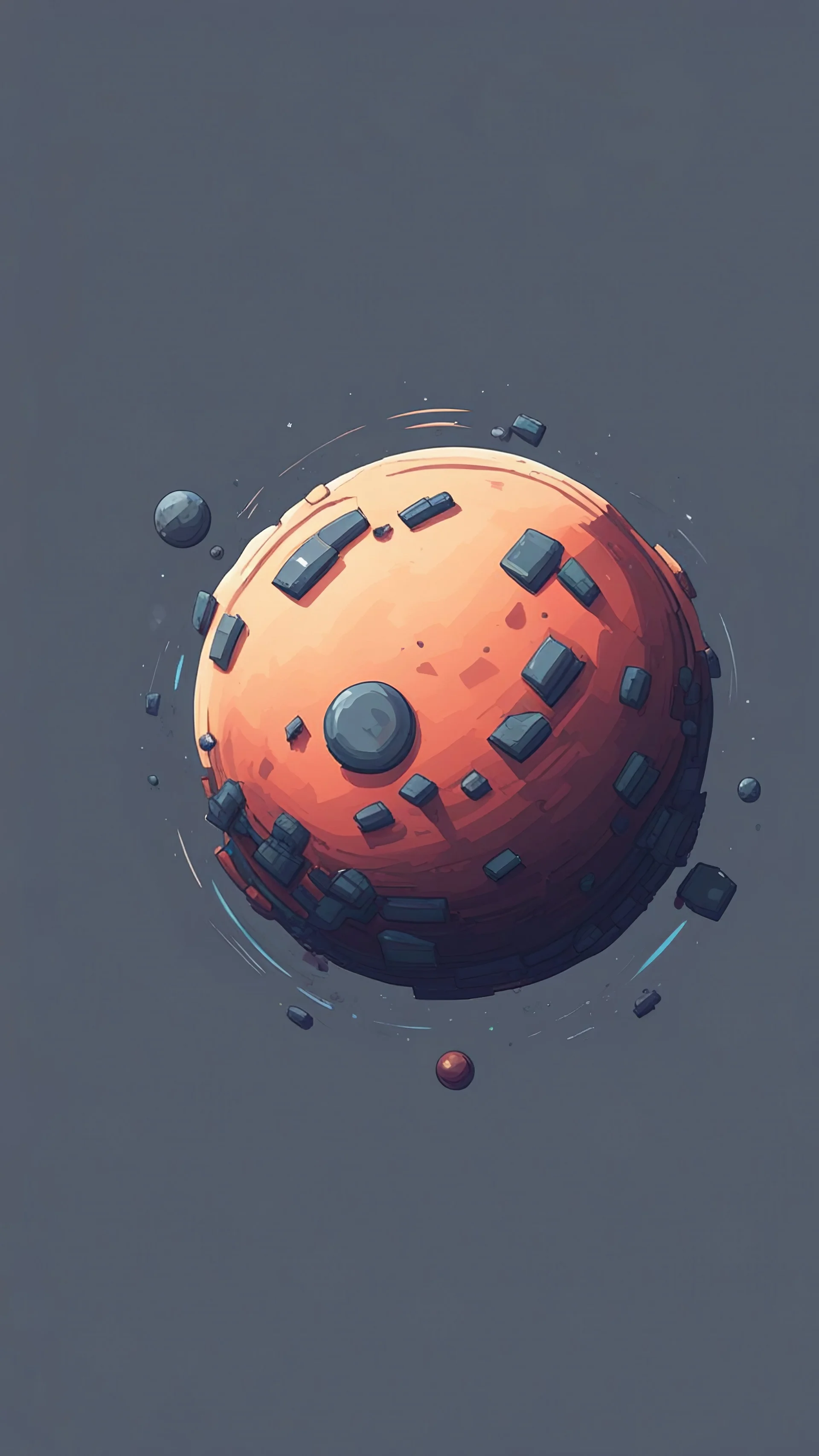 a minimalist cartoon planet for a top down view, 2D, asset shooter, video game , pixel art, transparent background