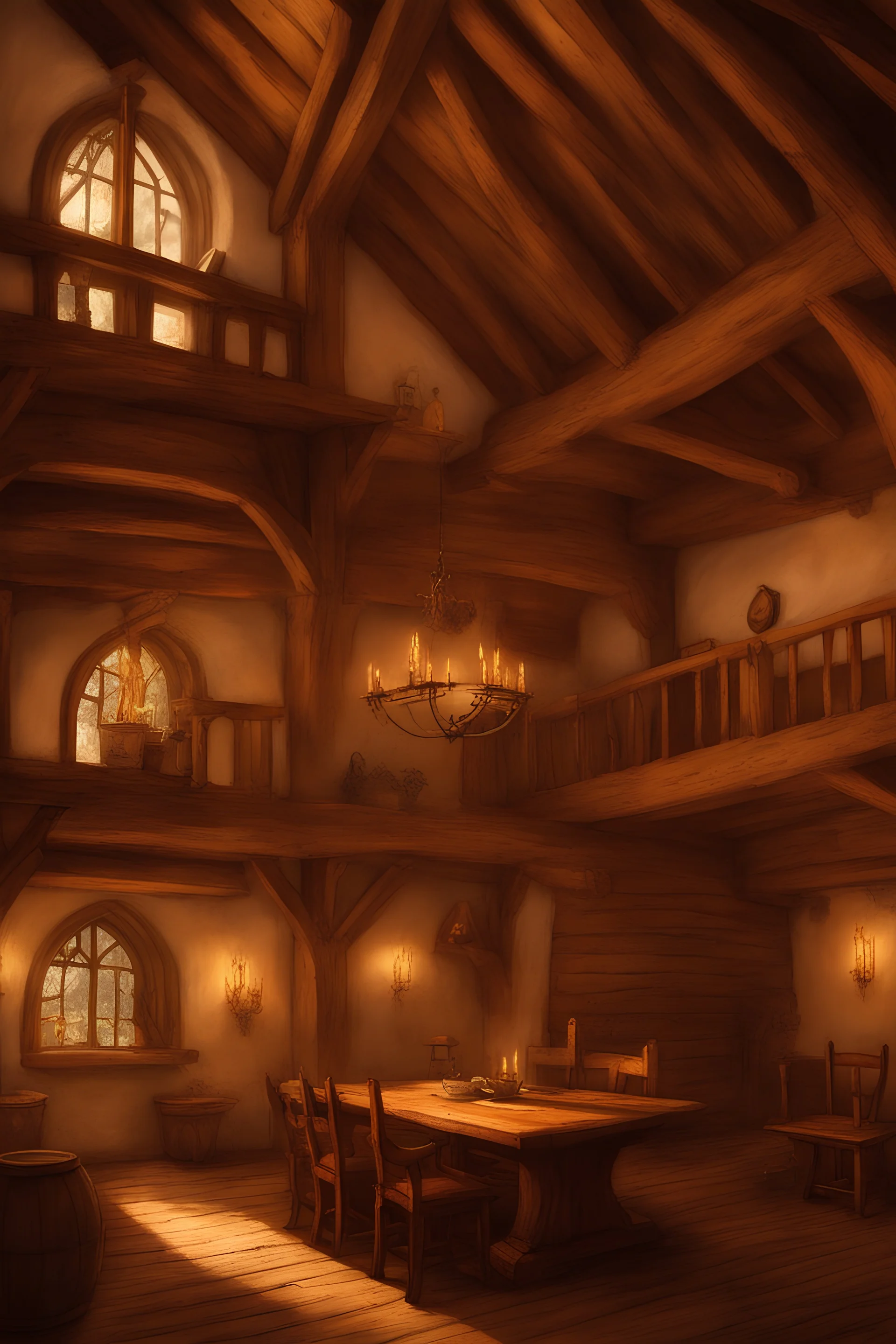 german medieval inn, fantasy, interior