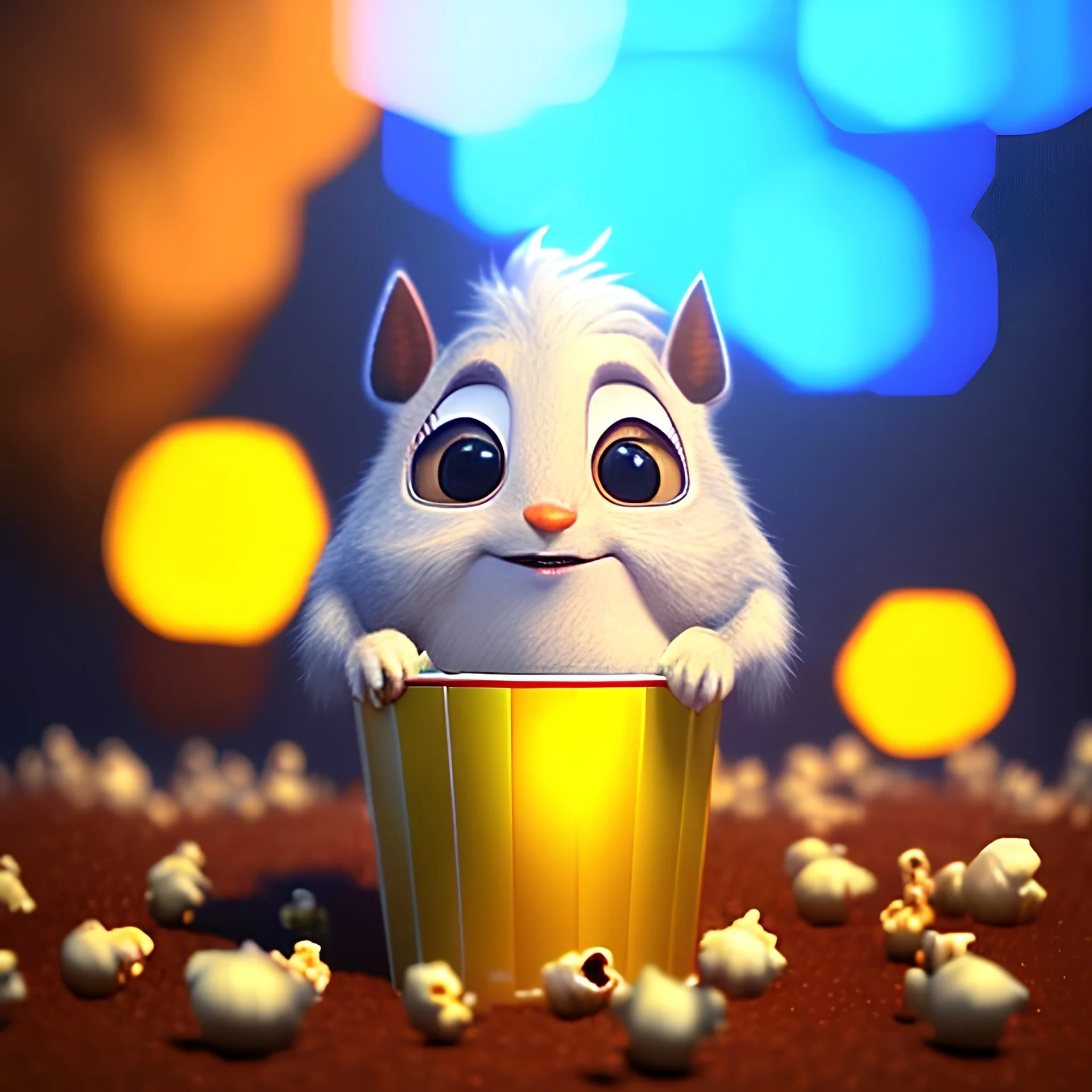 Concept art of Little popcorn mascot wearing a hoodie (Pixar art style)++, highly detailed, digital painting, art stations, concept art, smooth, unreal engine 5, god rays, ray tracing, RTX, nanite polygons, lumen lighting, ultra detail, volumetric lighting, 3d, detailed anime, finely drawn, high definition, high resolution, cartoon [ animation, cartoon, drawing, painting, low res, cropped, watermark, jpeg artifacts, low quality, normal quality, bad anatomy, text error, worst quality, blur