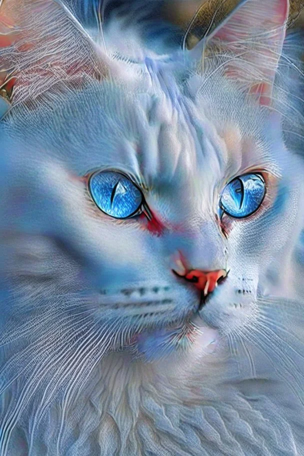 Attractive white cat with blue eyes