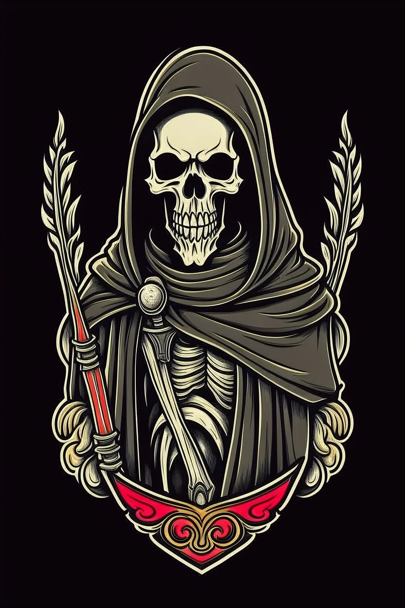 A coat of arms featuring the grim reaper